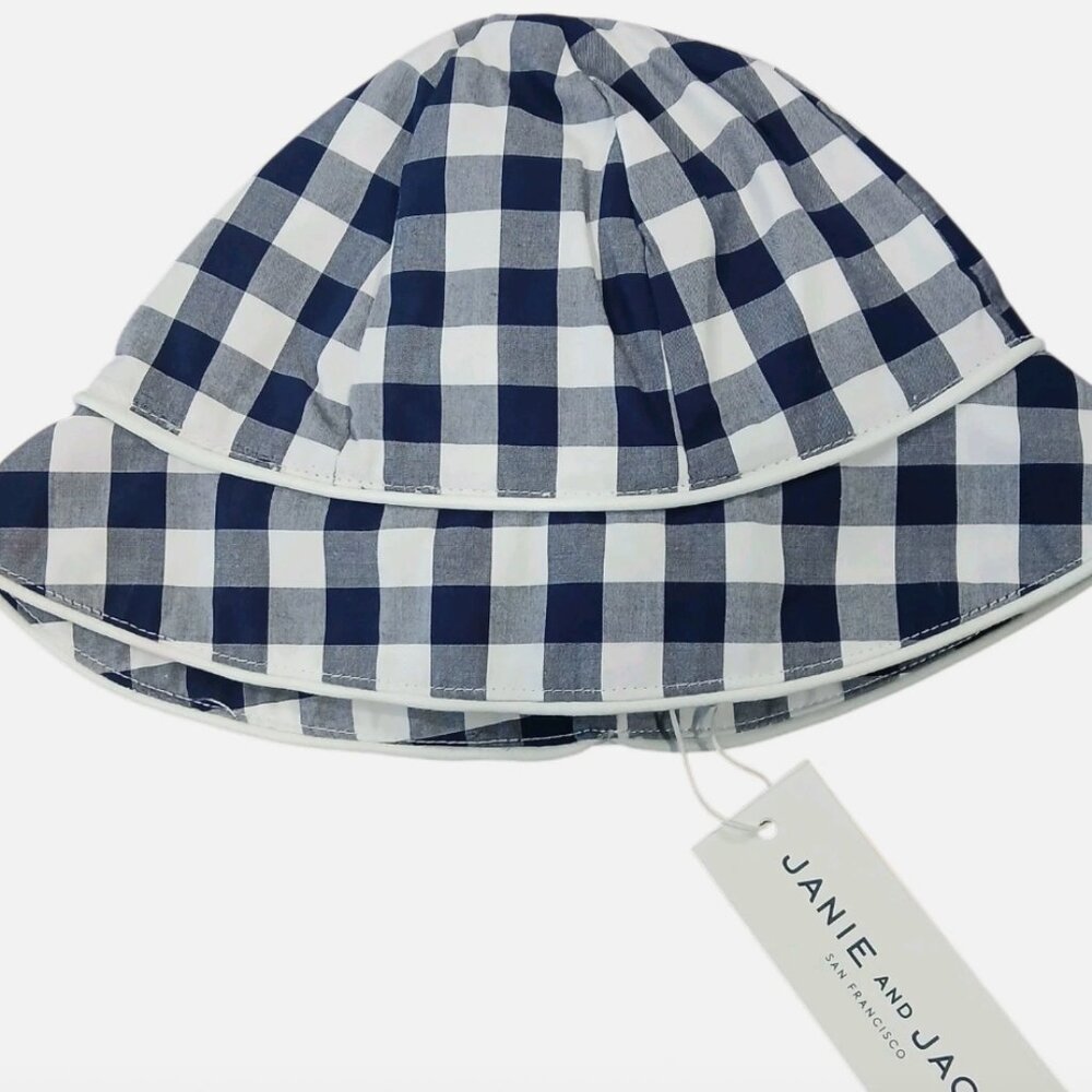 Janie and Jack - Navy and white checkered hat - NWT
